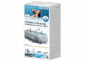 בריכת אולטרה פריזמה אובלית 6.10X3.05.X1.1.22 + מ. פילטר 1500 גלון, דגם : 26798 INTEX