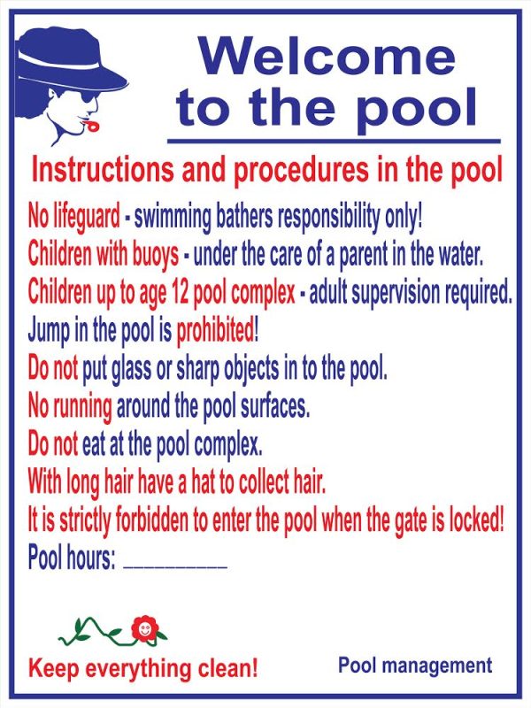 שלט 60X80 "welcome to the pool