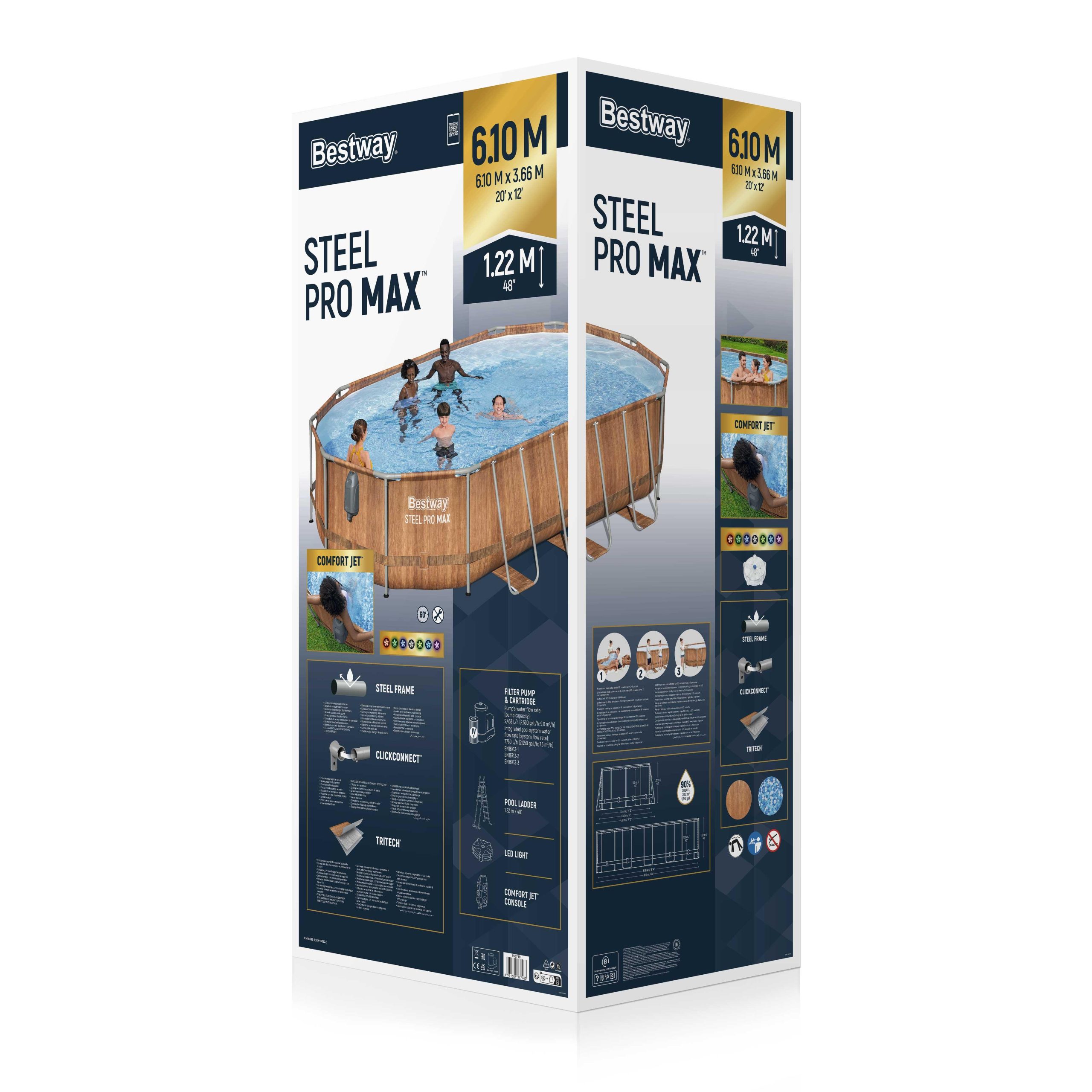 בריכת אובלית אולטרה כותל 6.10X3.66X1.22 מ. פילטר 2500 דגם : 56719 -Bestway – תמונה 2