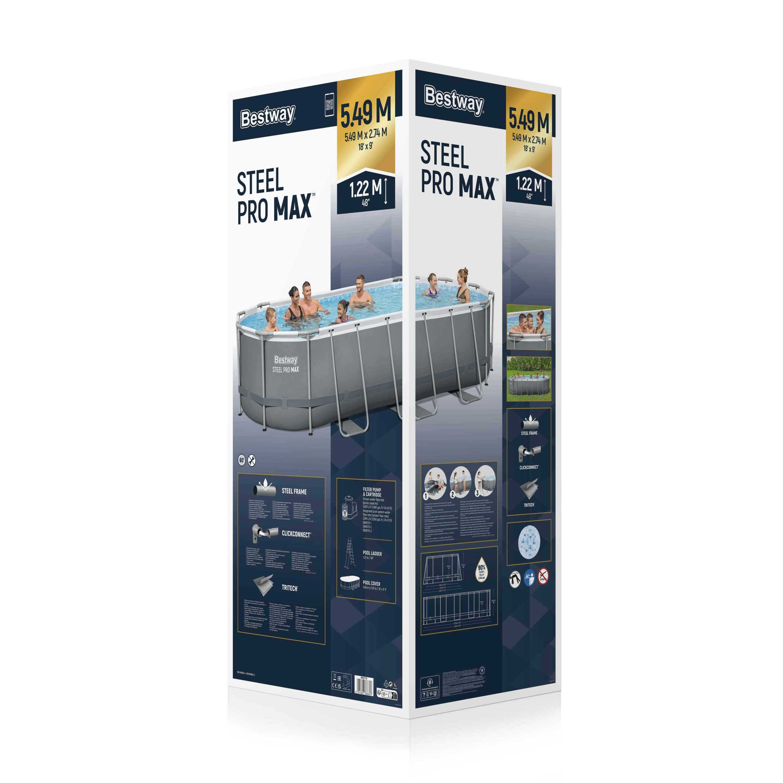 בריכה אובלית 5.49/2.74/1.22 + משאבה פילטר 1500 דגם :56710 - בסטוואי – תמונה 2